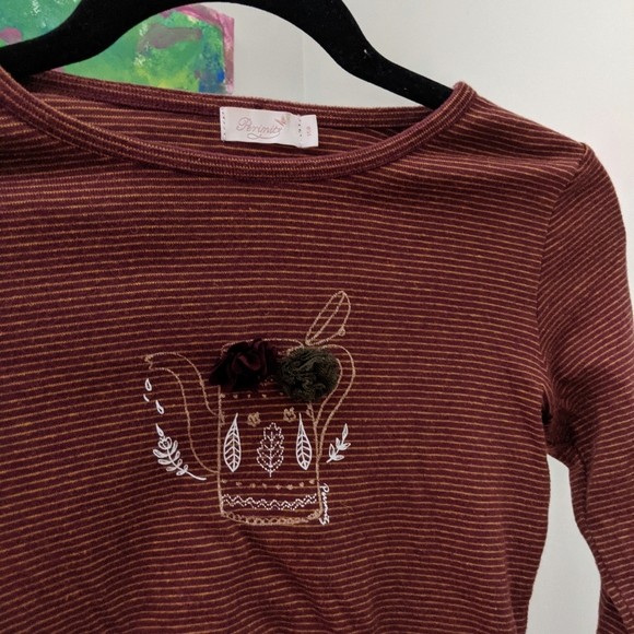 Perimitz Girls Long Sleeves Stripes 3D decoration Top - Picture 3 of 16